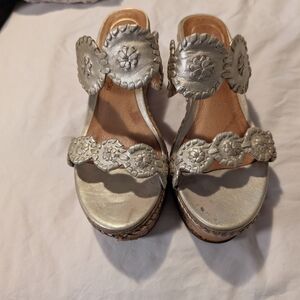 Jack Rogers Silver Floral Sandals